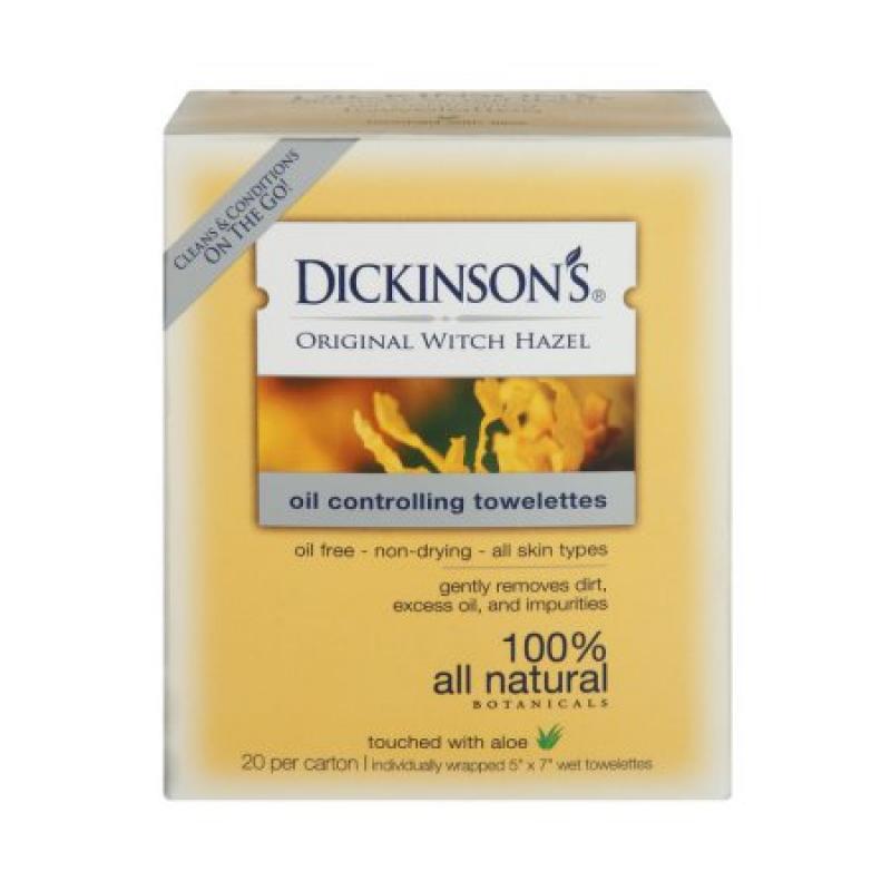 Dickinson&#039;s 100% All Natural Original Witch Hazel Oil Controlling Towelettes- 20 CT