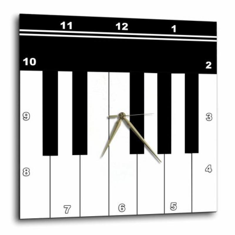3dRose Piano keys - black and white keyboard musical design - pianist music player and musician gifts, Wall Clock, 10 by 10-inch
