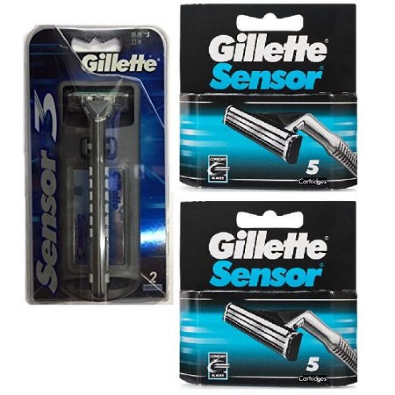 Gillette Sensor3 Razor Handle + Sensor Refill Blades, 10 Count