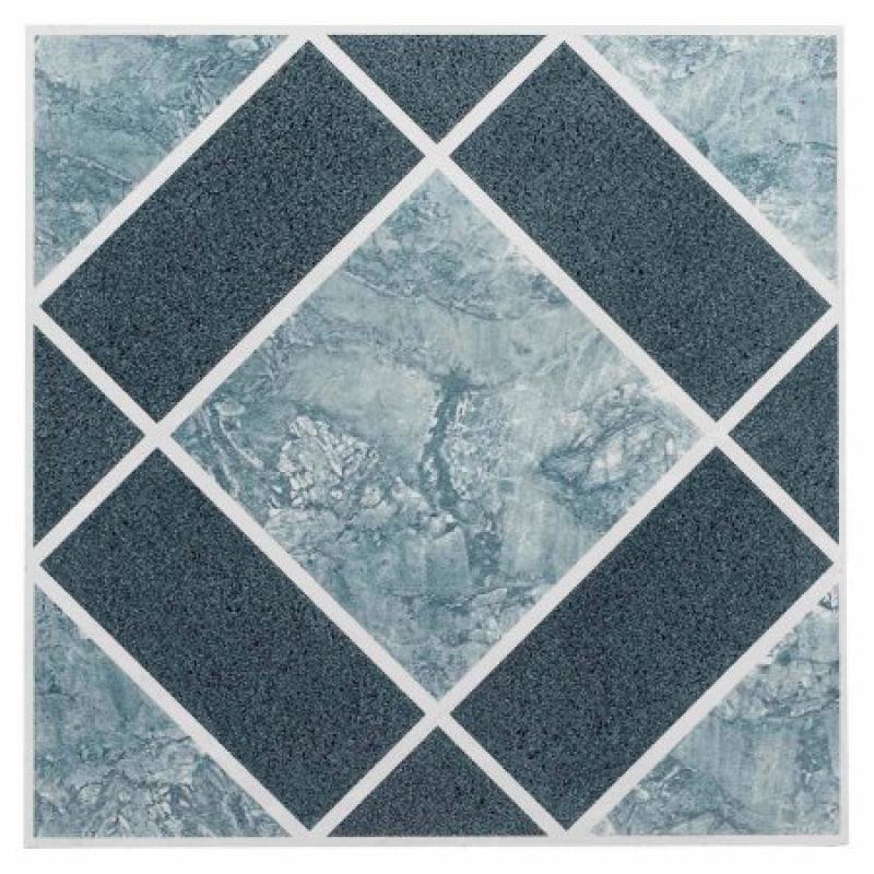 NEXUS Light & Dark Blue Diamond Pattern 12x12 Self Adhesive Vinyl Floor Tile - 20 Tiles/20 Sq.Ft.