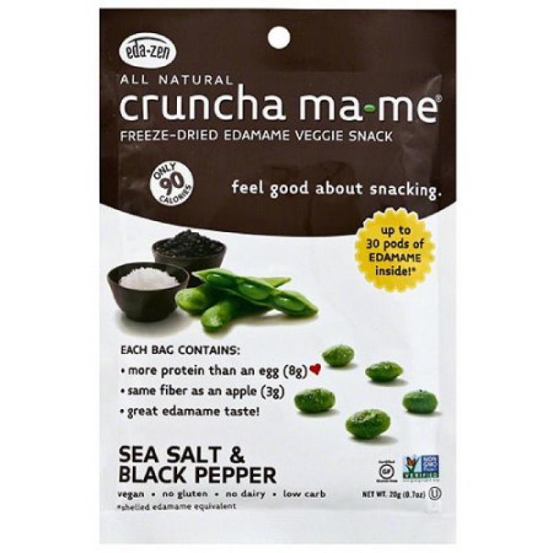 Cruncha Ma-Me Lightly Sea Salt & Black Pepper Freeze-Dried Edamame Veggie Snack, 0.7 oz, (Pack of 8)