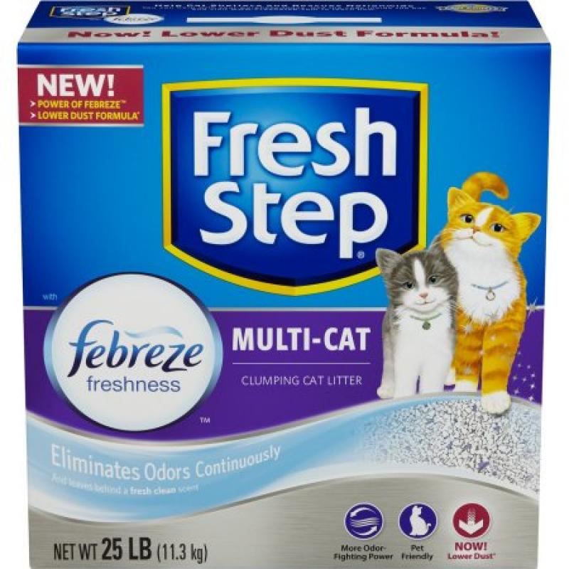 Fresh Step Multi-Cat with Febreze Freshness, Clumping Cat Litter, Scented, 25 Pounds
