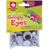 Glue-On Googly Eyes Assorted, 5-30mm, 120pk, Black