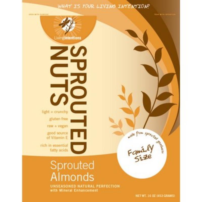 Sprouted Nuts - Sprouted Almonds - 16 Ounce (453 Grams) by Living Intentions