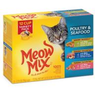 Meow Mix Poultry and Seafood Wet Cat Food Variety Pack, 2.75-Ounce Cups (Pack of 12)