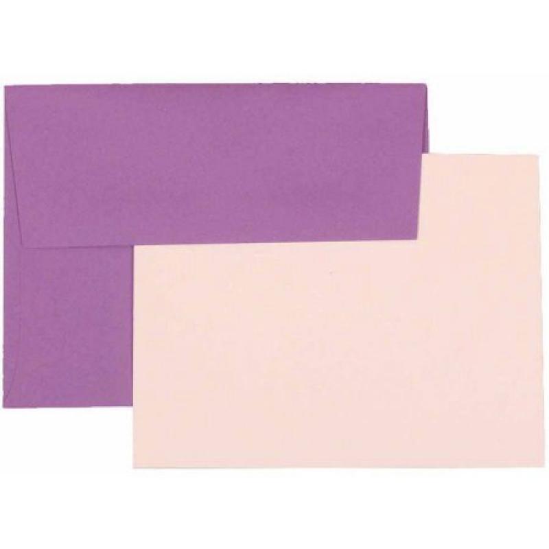 JAM Paper Recycled Personal Stationery Sets with Matching A2 Envelopes, Violet, 25-Pack