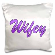 3dRose Wifey, Purple, Pillow Case, 16 by 16-inch