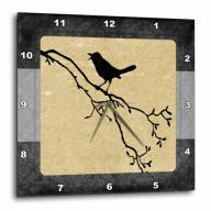 3dRose Bird on Branch Grunge, Wall Clock, 10 by 10-inch