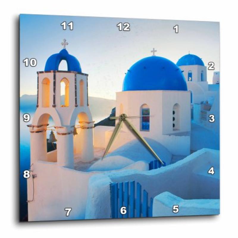 3dRose Greek Church Domes, Wall Clock, 15 by 15-inch