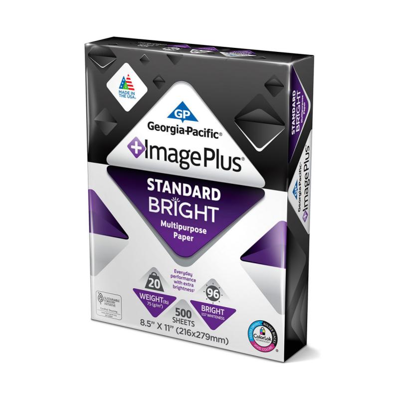 Georgia Pacific Image Plus, Premium Multipurpose Paper, 20 lb., 96 Brightness, 8.5” x 11”, 5 Reams - 2,500 Sheets