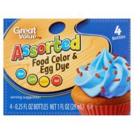 Great Value Assorted Food Color & Egg Dye, 1 oz