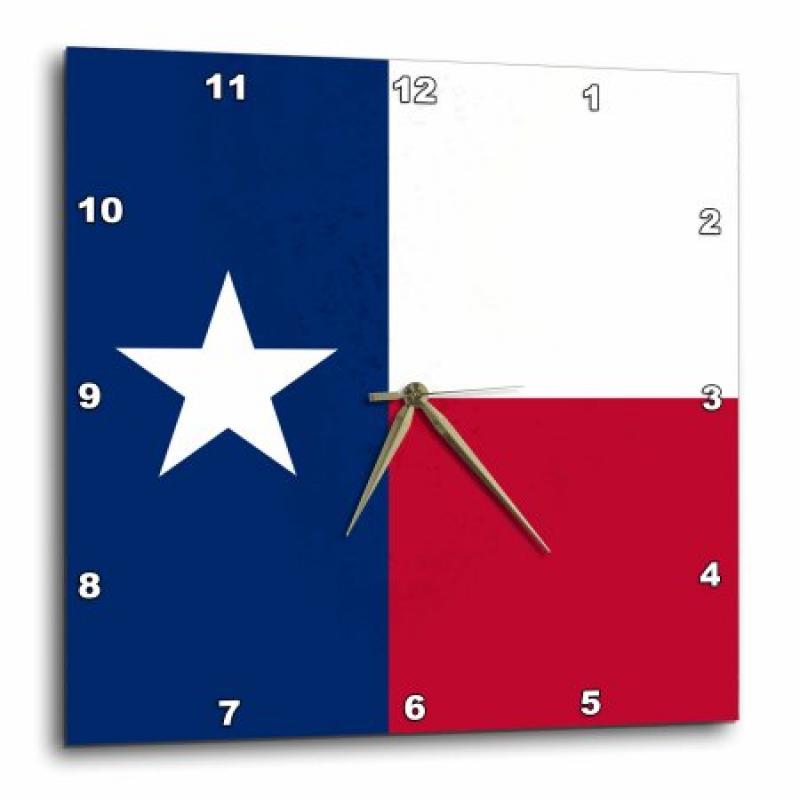 3dRose Flag of Texas TX - US American United State of America USA - blue red white - The Lone Star Flag, Wall Clock, 13 by 13-inch