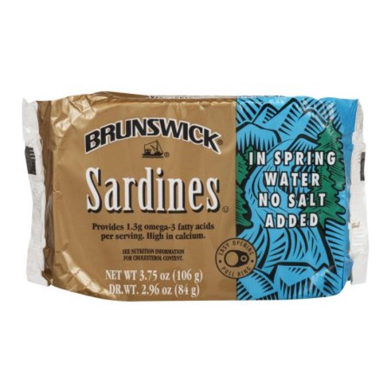 Brunswick Sardines in Spring Water No Salt Added, 3.75 OZ