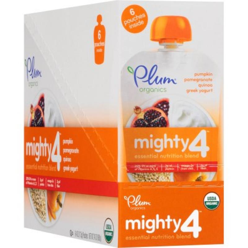 Plum Organics Mighty 4 Pumpkin, Pomegranate, Quinoa & Greek Yogurt Essential Nutrition Blend, 4 oz, 6 count