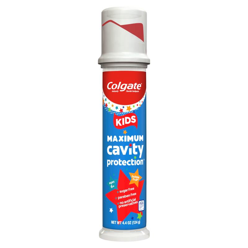 Colgate Kids' Toothpaste Pump, Maximum Cavity Protection, Bubble Fruit (4.4 oz., 1pk.)