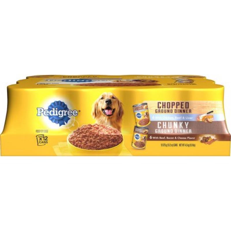 PEDIGREE Ground Dinner Multipack Chicken Liver Beef & Beef Bacon Cheese 13.2 oz. (12 Count)