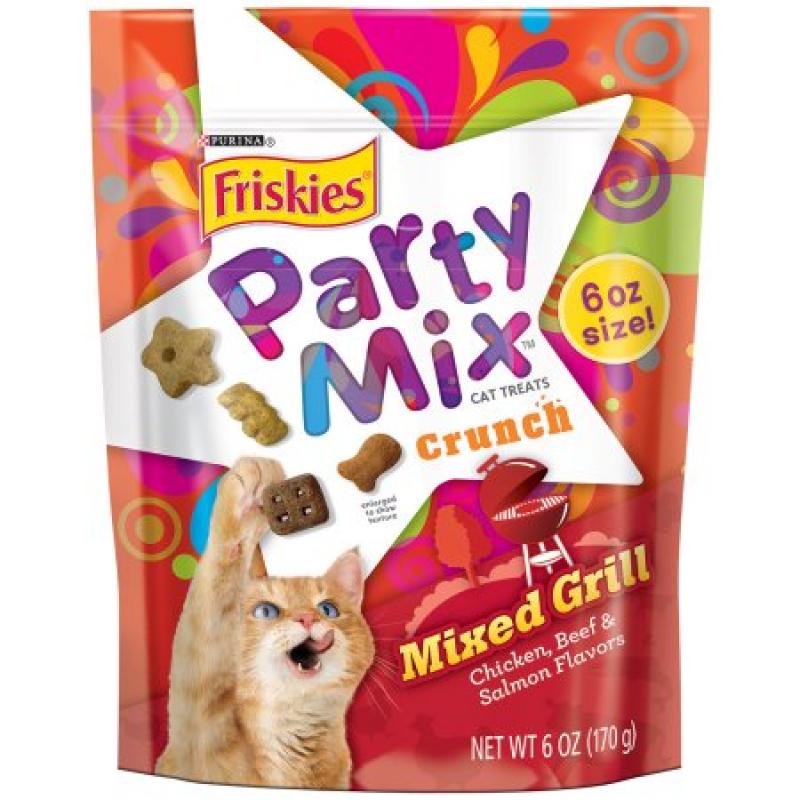 Purina Friskies Party Mix Crunch Mixed Grill Cat Treats 6 oz. Pouch