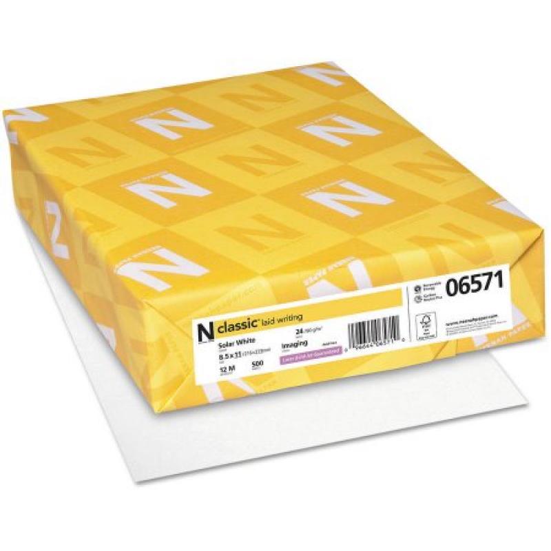 Neenah Paper Classic Laid Stationery Writing Paper, 8.5" x 11", Solar White, 500 Sheets