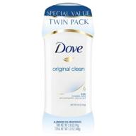 Dove Original Clean Anti-Perspirant Deodorant, 2.6 oz, Twin Pack