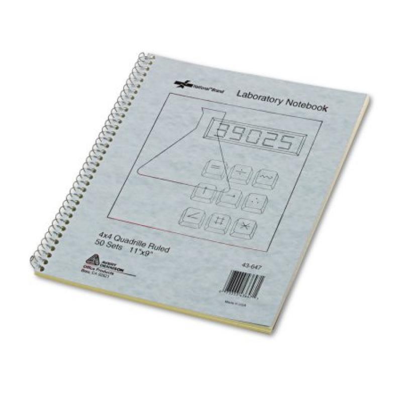 National Duplicate Lab Notebook, Quadrille Rule, 11 x 9, White/Yellow, 100 Sheets