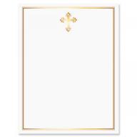 Golden Cross Faith Letter Papers - Set of 25, Religious stationery papers, 8 1/2" x 11", compatible computer paper, Christian Letterhead, Confirmation, Communion, Baptism