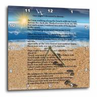 3dRose Footprints in the Sand on Beach with Poem, Wall Clock, 15 by 15-inch