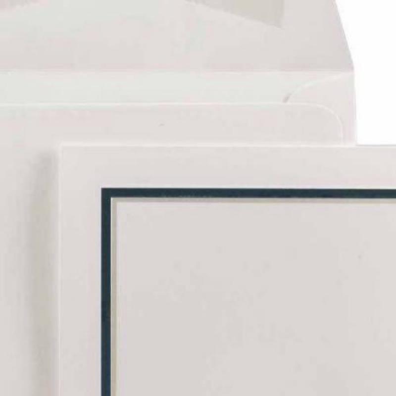 JAM Paper Small Stationery Sets with Navy Blue Border and Matching Envelopes, White, 100-Pack