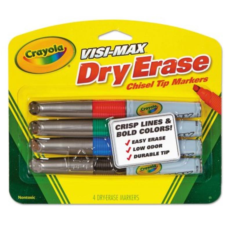 Crayola Visi-Max Dry-Erase Broad Line Markers, 4-Count
