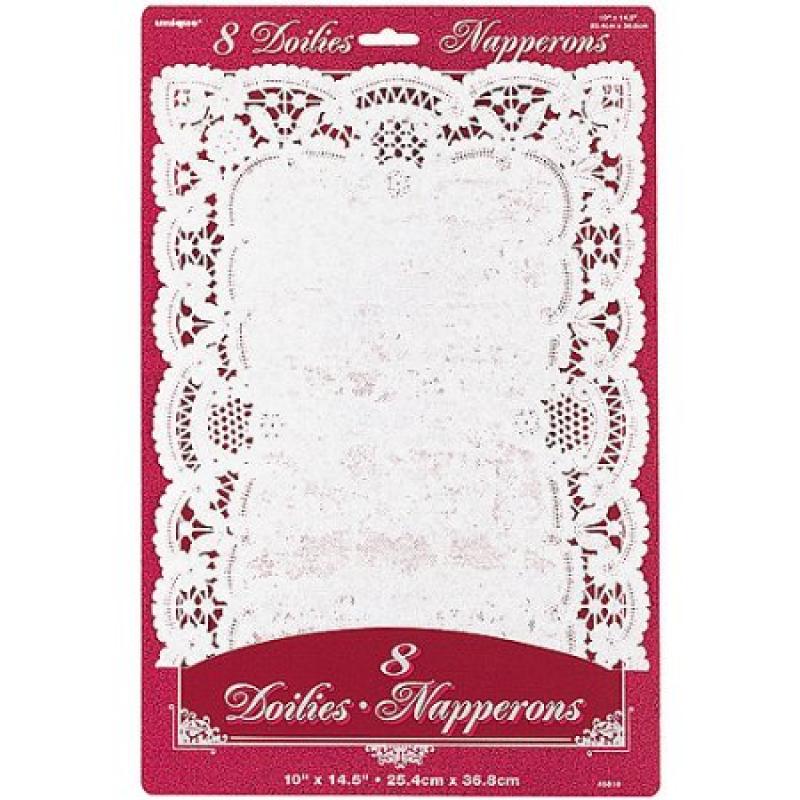 Rectangle White Lace Paper Doilies, 8ct