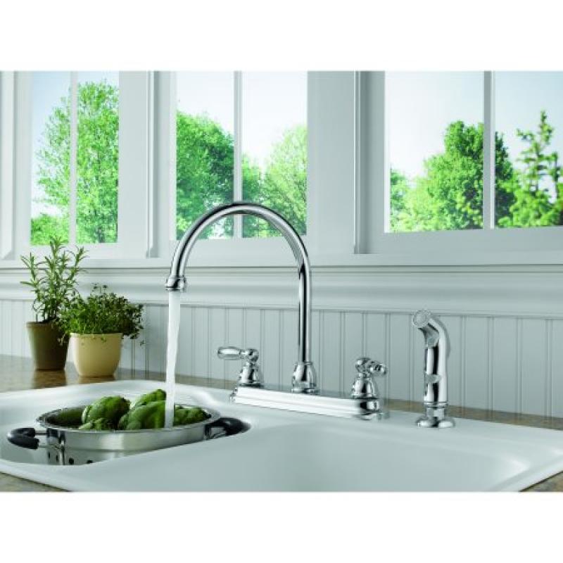 Peerless Two-Handle Kitchen Faucet with Side-Sprayer, Chrome, #P299575LF-W