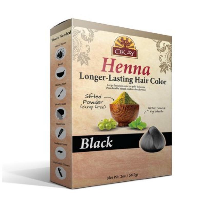 Okay Longer Lasting Henna Color, Black, 1.7 Oz