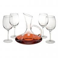 Manhattan 5 Pc Set of Classic Mouth Blown Lead Free Crystal Goblets
