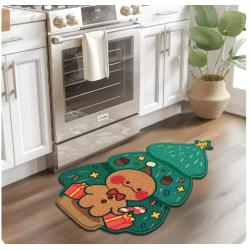 Gingerbread Kitchen Rugs Christmas Doormat Floor Mat With Gingerbread Man Non-Slip Bath Mats Doormats For Indoor Bedroom Front