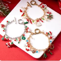 Fashion Santa Claus Snowman Star Christmas Tree Pendant Bracelet For Women Adjustable Christmas Bracelet Charm Party Jewelry