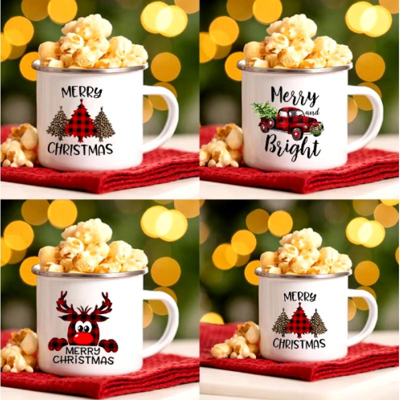 Merry Christmas Print Enamel Mug Original Breakfast Cups to Sublimate Thermal Coffee Cup to Carry Cups for Coffee and Tea Cupshe