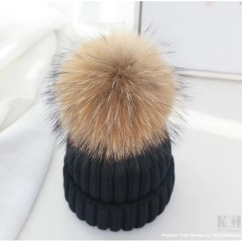 Winter Brand Female Fur Pom Poms hat Winter Hat For Women Girl 's Hat Knitted Beanies Cap Hat Thick Women Skullies Beanies