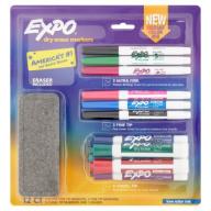 EXPO Dry Erase Marker Kit with 11 Fine, Ultra-Fine and Chisel Tip markers and Eraser, 12-Piece Set