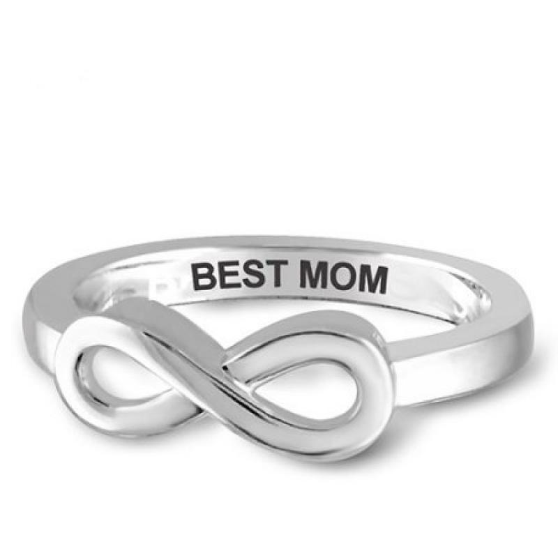 JewelersClub "Best Mom" Infinity Loop Message Ring In Sterling Silver