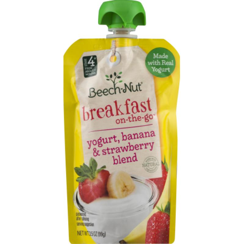 Beech-Nut Breakfast On-The-Go Yogurt, Banana & Strawberry Blend, 3.5 OZ