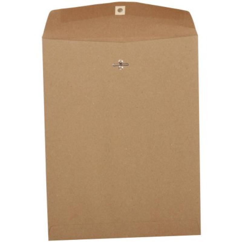 JAM Paper 10" x 13" Open End Catalog Clasp Kraft Paper Bag Recycled Envelopes, Brown, 10pk