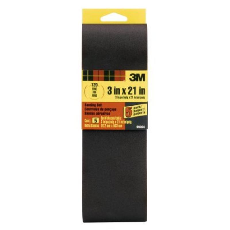 3M 99264NA 3" x 21" 120 Grit Sanding Belt, 5-Count