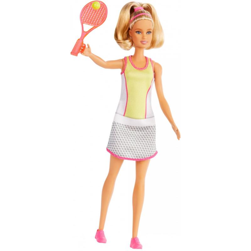 Barbie Blonde Tennis Player Doll With Tennis Outfit, Racket And Ball