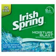 Irish Spring Moisture Blast with HydroBeads Deodorant Bar Soap, 3.75 oz, 12 count