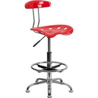 Flash Furniture Vibrant Drafting Stool with Tractor Seat, Cherry Tomato