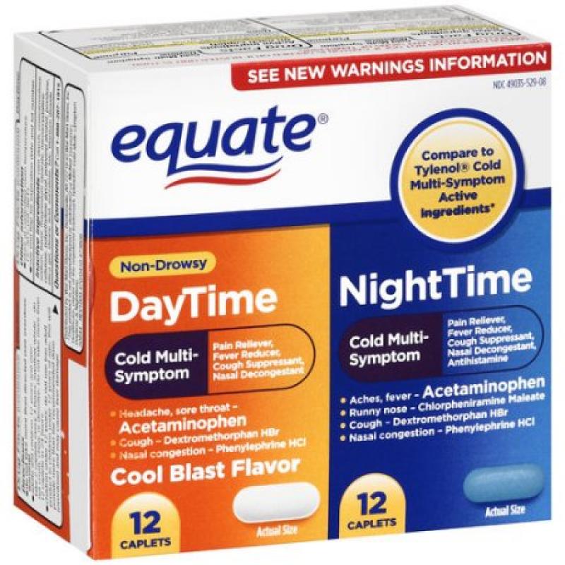 Equate Cold Multi-Symptom Daytime And Nighttime Caplets, 24ct