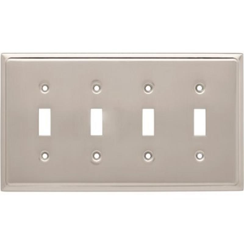 Brainerd Country Fair Quad Switch Wall Plate, Satin Nickel