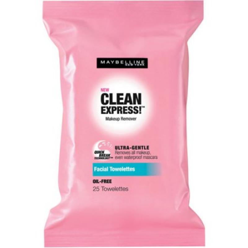 Maybelline Clean Express! Makeup Remover Facial Towelettes, 25 count