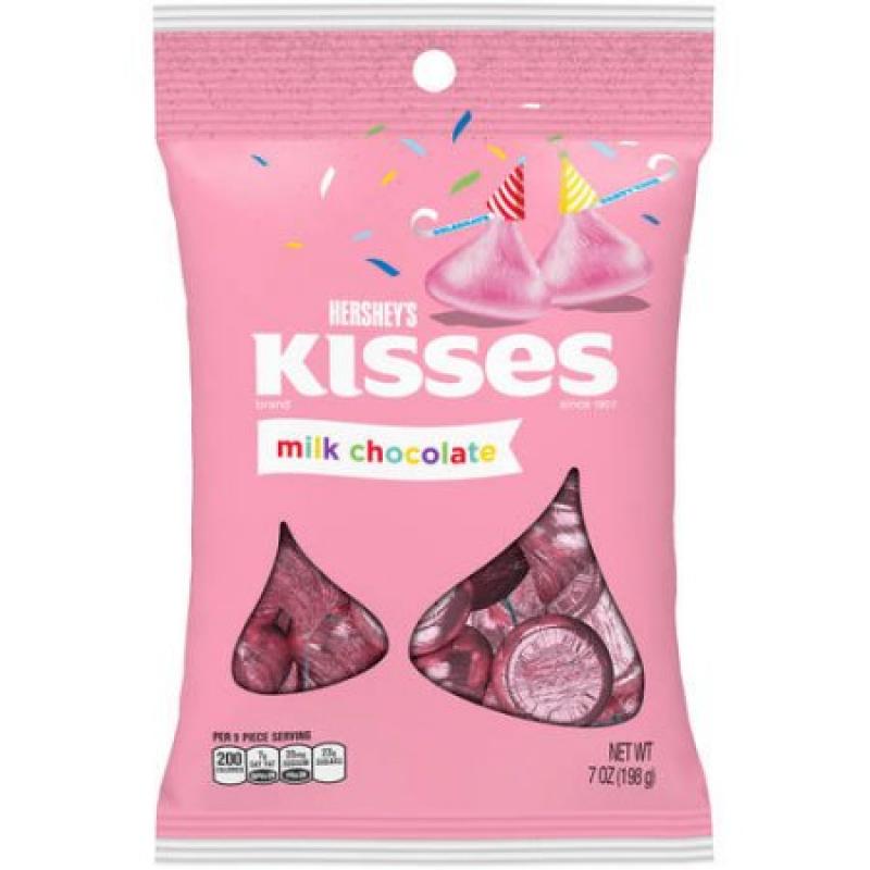 Kisses Birthday Milk Chocolates Candy, Pink, 7 oz