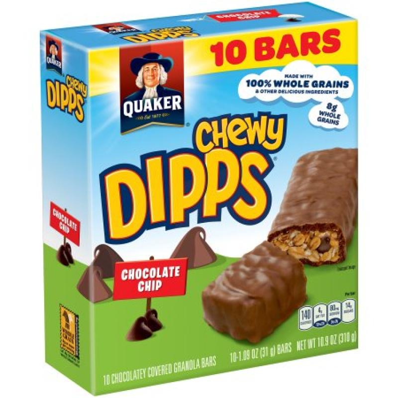 Quaker Chewy Dipps Chocolate Chip Granola Bars, 1.09 oz, 10 count