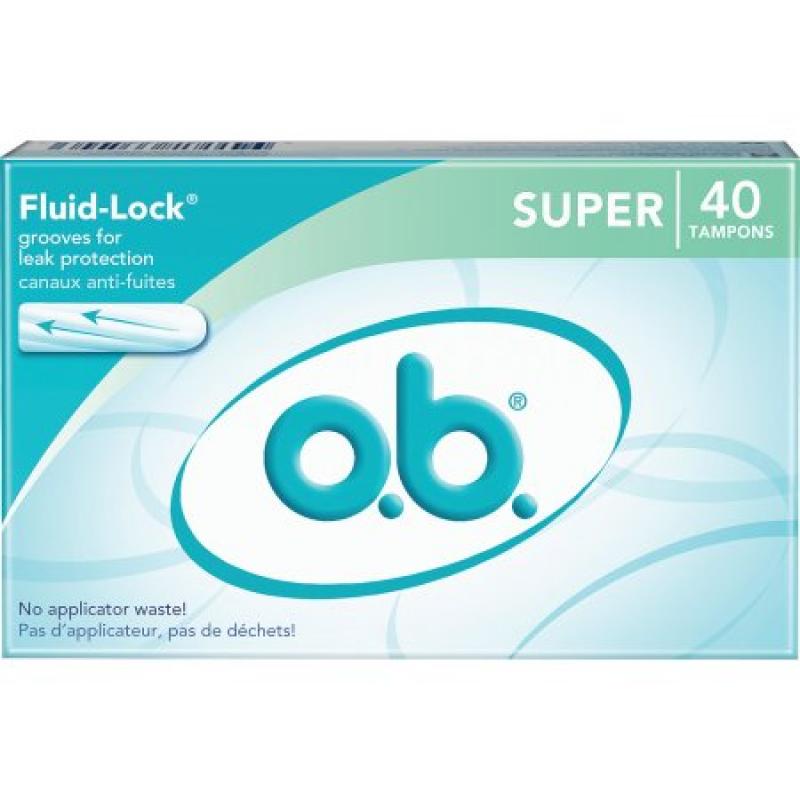 o.b. Applicator Free Digital Tampons Super Absorbency - 40 Count